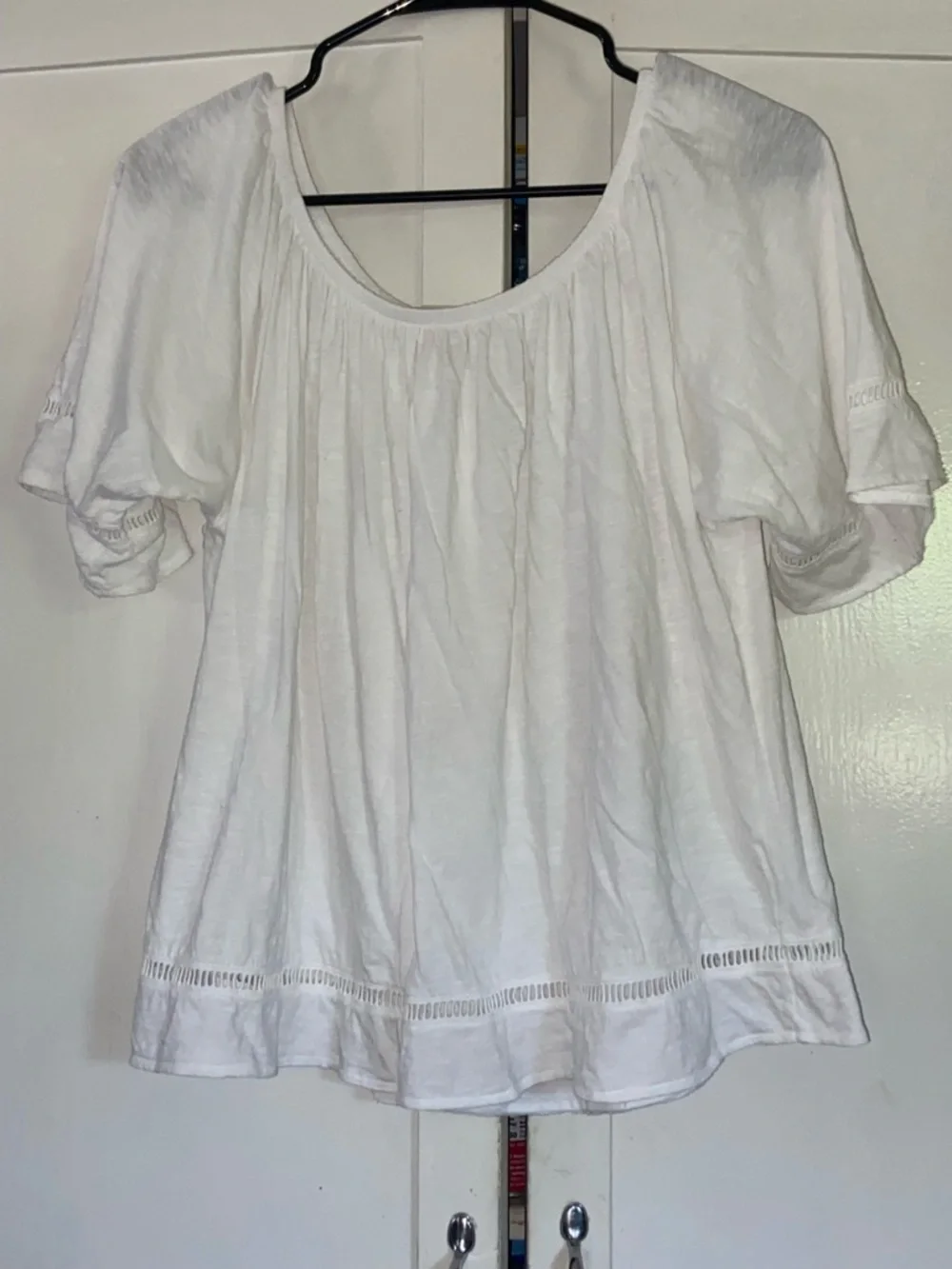 Michael Kors White Puff Sleeve Peasant Blouse